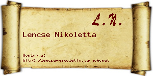 Lencse Nikoletta névjegykártya